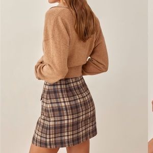 Reformation Janis Skirt Brown/Blue Plaid - 4